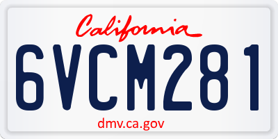 CA license plate 6VCM281