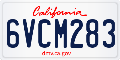 CA license plate 6VCM283