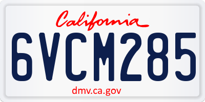 CA license plate 6VCM285
