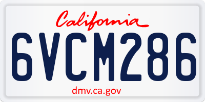 CA license plate 6VCM286