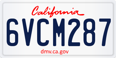 CA license plate 6VCM287