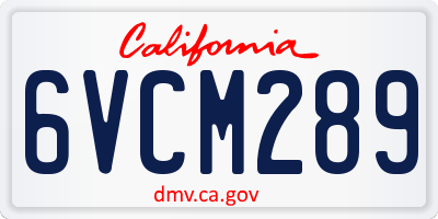 CA license plate 6VCM289