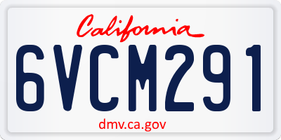 CA license plate 6VCM291