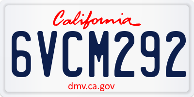 CA license plate 6VCM292