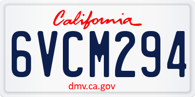 CA license plate 6VCM294