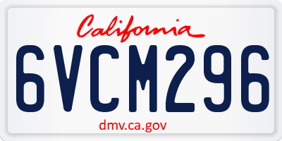 CA license plate 6VCM296