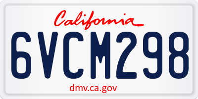 CA license plate 6VCM298
