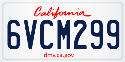 CA license plate 6VCM299