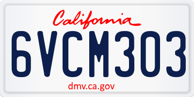 CA license plate 6VCM303