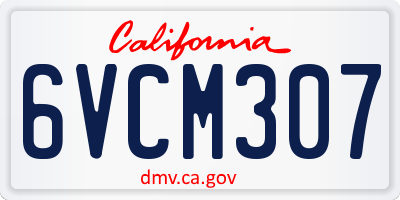 CA license plate 6VCM307