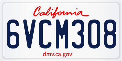CA license plate 6VCM308