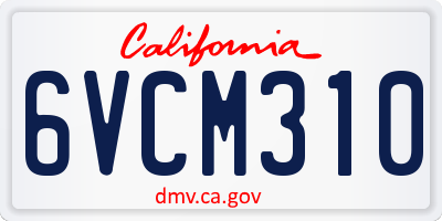 CA license plate 6VCM310