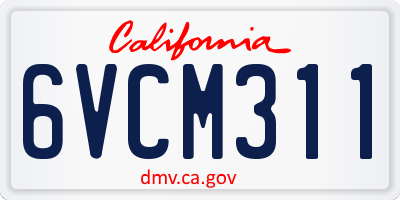 CA license plate 6VCM311