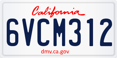 CA license plate 6VCM312