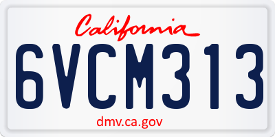 CA license plate 6VCM313