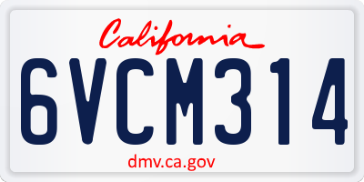 CA license plate 6VCM314