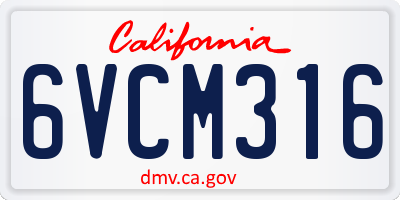 CA license plate 6VCM316