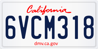 CA license plate 6VCM318