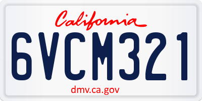 CA license plate 6VCM321
