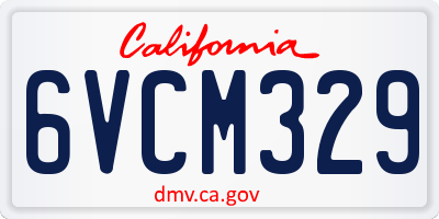 CA license plate 6VCM329