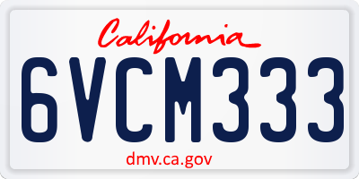 CA license plate 6VCM333