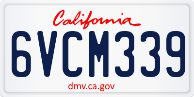 CA license plate 6VCM339