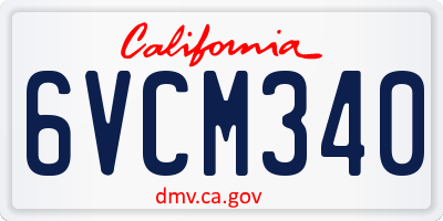 CA license plate 6VCM340