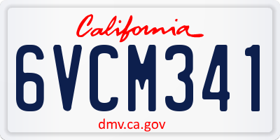 CA license plate 6VCM341