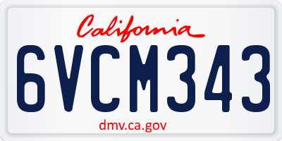 CA license plate 6VCM343