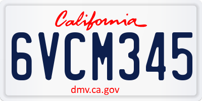 CA license plate 6VCM345
