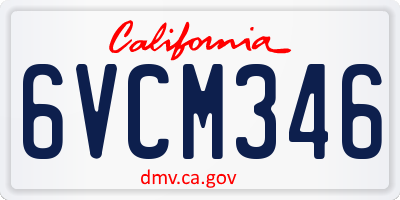 CA license plate 6VCM346