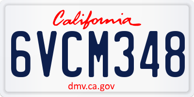 CA license plate 6VCM348