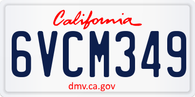 CA license plate 6VCM349