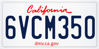 CA license plate 6VCM350
