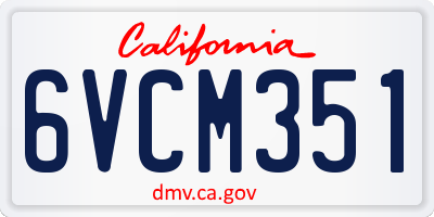 CA license plate 6VCM351