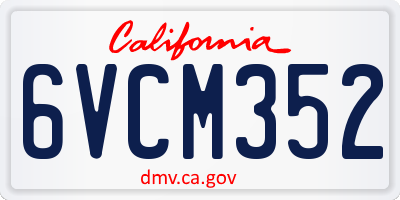 CA license plate 6VCM352
