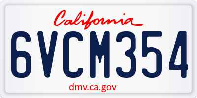 CA license plate 6VCM354