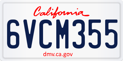 CA license plate 6VCM355