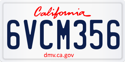 CA license plate 6VCM356