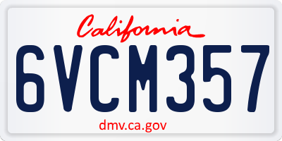 CA license plate 6VCM357