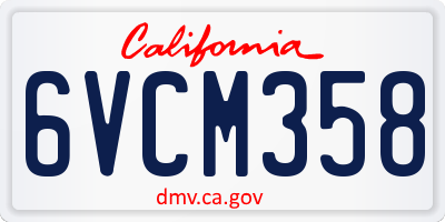 CA license plate 6VCM358