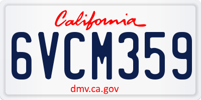 CA license plate 6VCM359