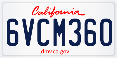 CA license plate 6VCM360