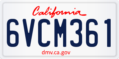 CA license plate 6VCM361