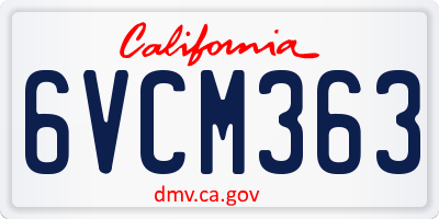 CA license plate 6VCM363
