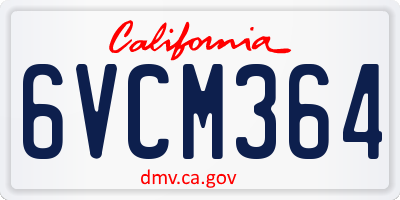 CA license plate 6VCM364