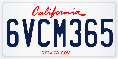 CA license plate 6VCM365