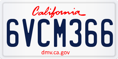 CA license plate 6VCM366