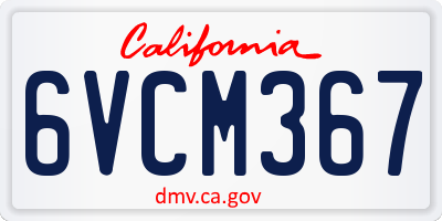 CA license plate 6VCM367