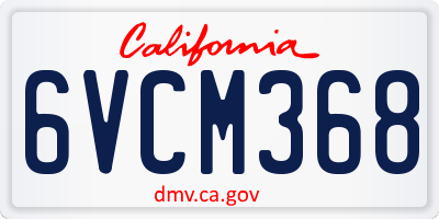 CA license plate 6VCM368